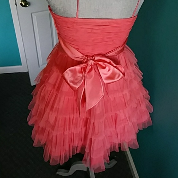 Coral dress with rhinestones - Picture 4 of 4